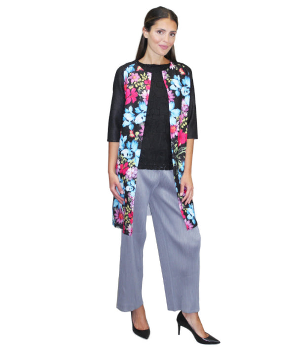 Floral Print Long Open Jacket - JK822